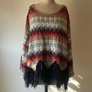 Free People Nadia’s Poncho/Sweater Boho Festival Multi Colored knit M/L